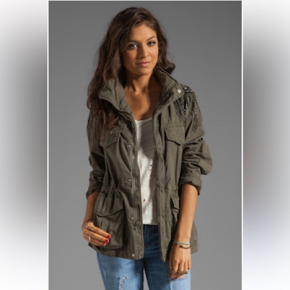 ANTHROPOLOGIE TULLE Olive Green Military Style Jacket Coat Women’s Size Small